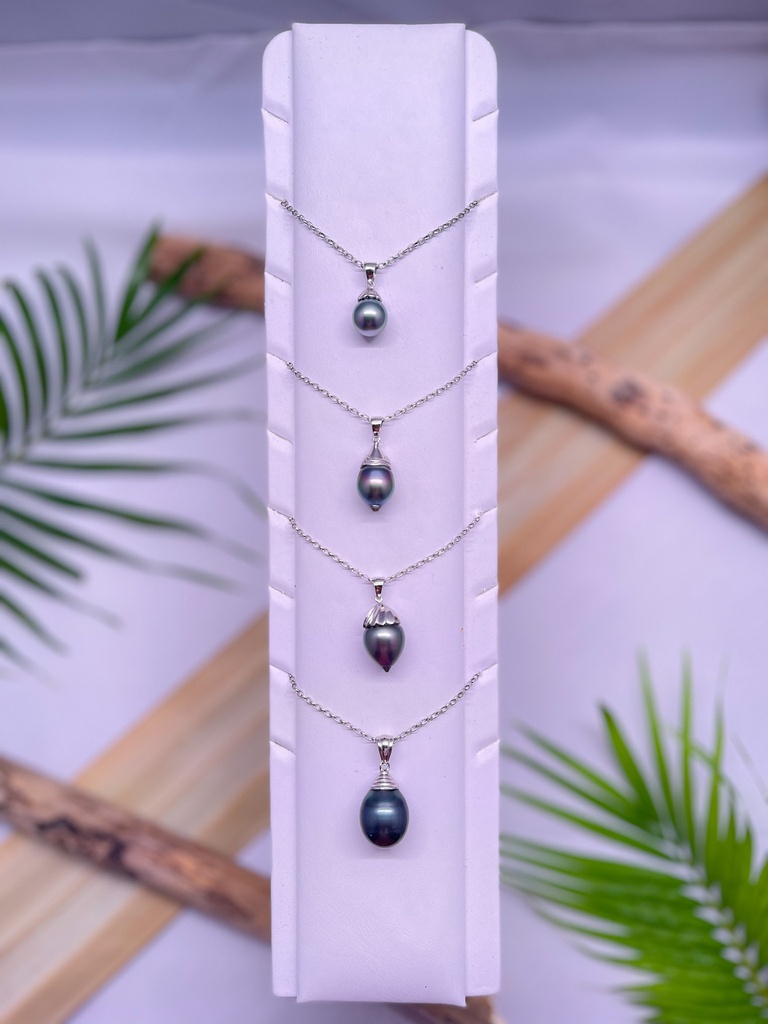 COLLIER PENDENTIF PERLE ARGENT RHODIE