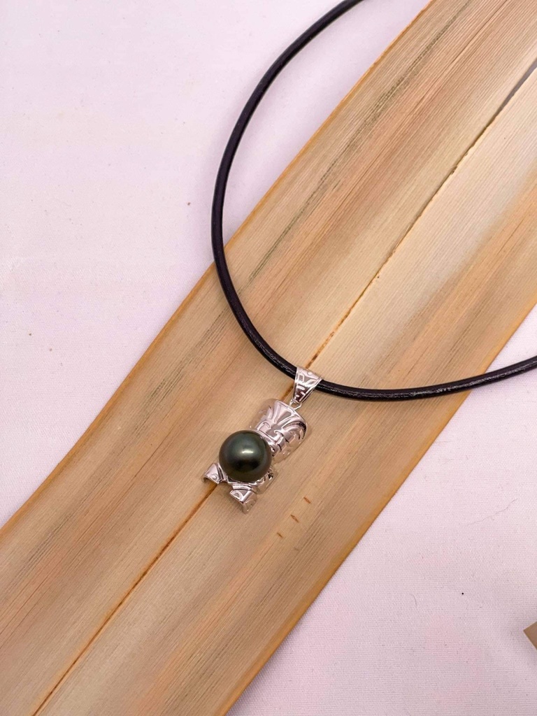 COLLIER TIKI ARGENT RHODIE